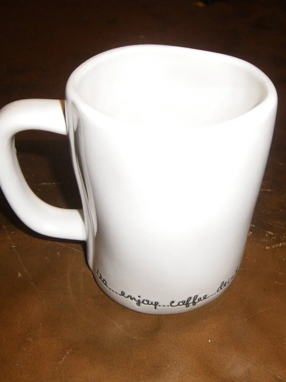 Rae Dunn Large Ceramic Coffee Mug “...enjoy…coffee…drink…tea...”